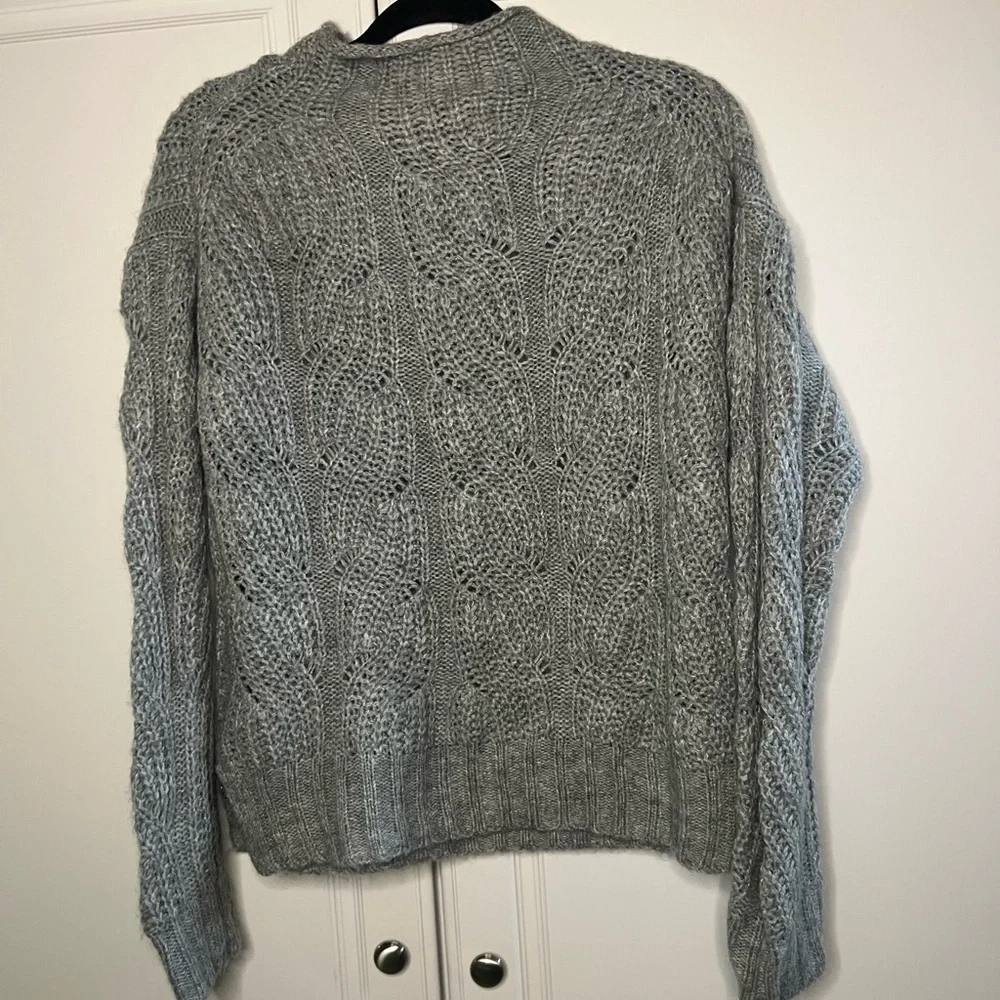 J. Crew pointelle Cableknit sweater alpaca blend